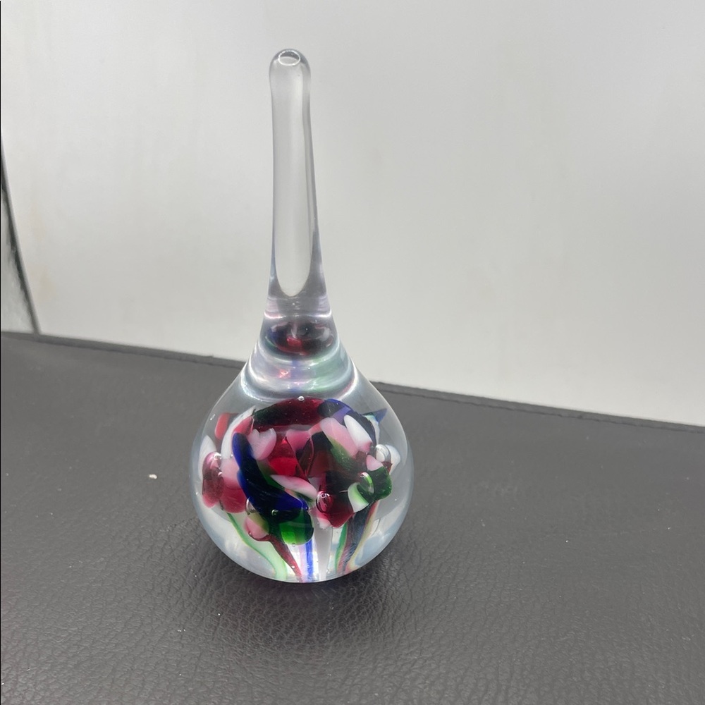 Handblown Glass Art Tear Drop Sculpture in Multicolor